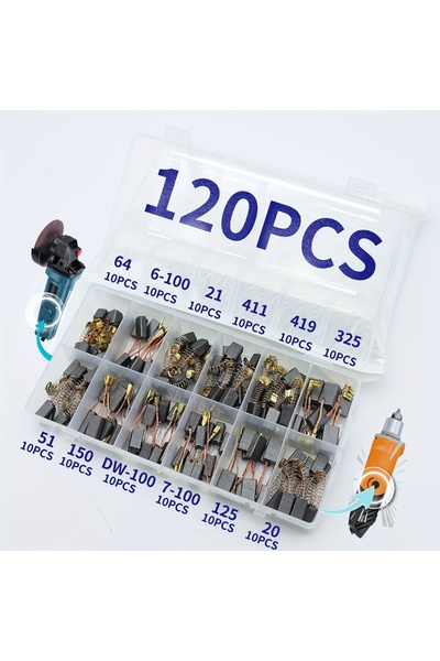 Choice 120Pcs 120-Piece Carbon Brush Set, Home Improvement Power Tool Carbon ...