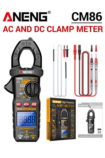 ANENG مقياس التيار الرقمي CM86 الأسود متعدد القياسات 600 أمبير تيار متردد/مست...
