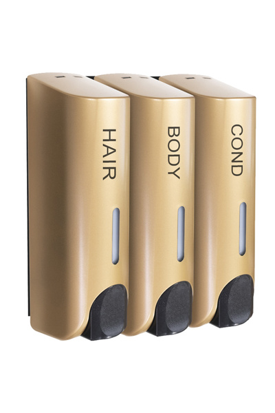 Alloet موزع شامبو استحمام ثلاثي ذهبي سعة 350 مل، متعدد الأغراض، يُثبت على الح...