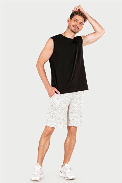 OBJE Men's White Stretch Fabric Pocketed Shorts