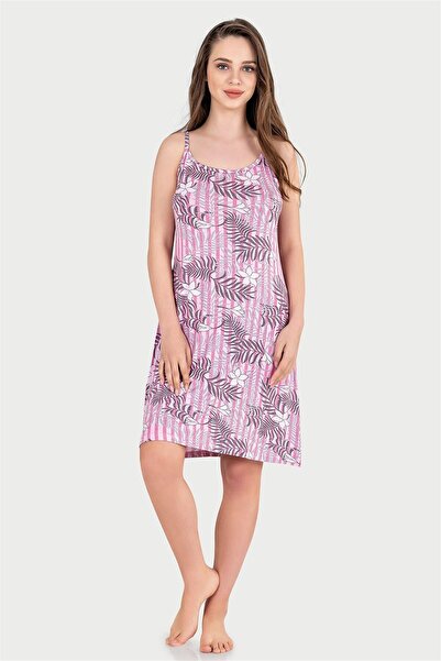 OBJE Women's Pink Gray Viscon Printed Drawstring Dress