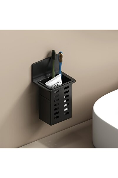 Choice حامل فرشاة أسنان أسود اللون، قطعة واحدة، عملي، لحوض الاستحمام، يُثبت ع...