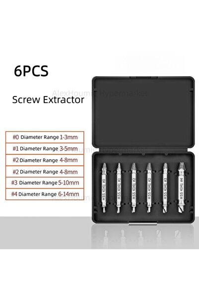 choice2 6pcs Silver 6PCS 6 PCS Damaged Screw Extractor Drill Bit Set Stripped...