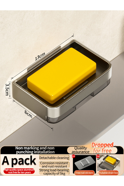 Choice رف رمادي لتخزين الصابون بدون ثقب، حامل صابون للاستحمام بدون حفر، يُثبت...