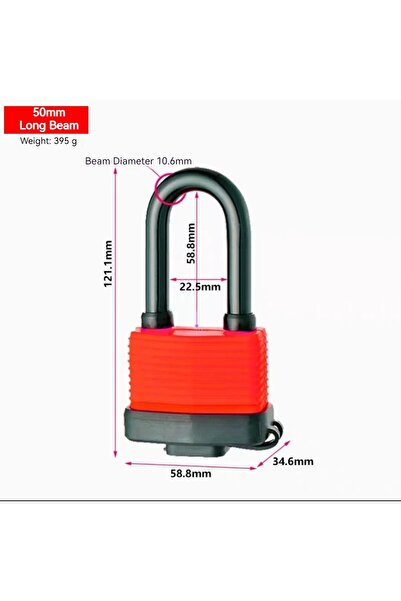 choice2 50MM Long Beam Heavy-duty Waterproof Padlk Shell Lk Outdoor Waterproo...