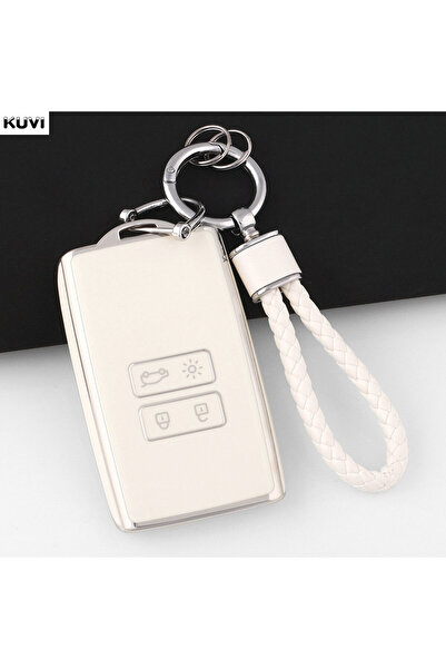 Choice طقم غطاء مفتاح جديد أبيض اللون من مادة TPU لسيارات رينو كوليوس، كابتور...