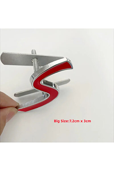 Choice3 شعار كوبر S ثلاثي الأبعاد معدني فضي وأحمر، يُلصق على صندوق السيارة أو...