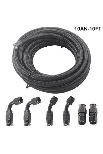 choice2 10AN-10FTBK An6 An8 An10 3m/10ft أنبوب E85 مضفر من النايلون والفولاذ ...