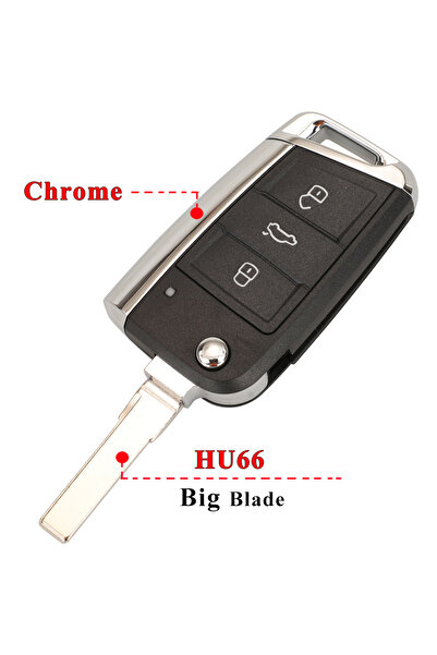 Choice5 غطاء مفتاح سيارة جانبي كروم من نوع hu66 jingyuqin قابل للطي عن بعد لس...