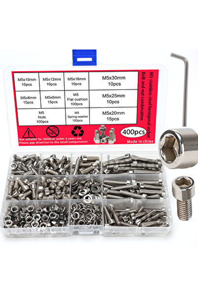 Choice مجموعة صواميل وبراغي سداسية الرأس من الفولاذ المقاوم للصدأ، 400 قطعة و...