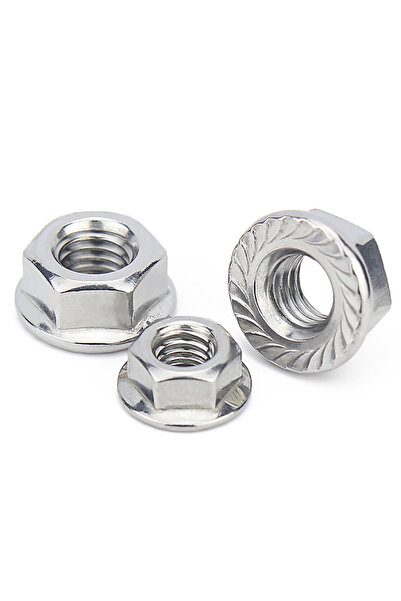 Choice4 M8(10Pcs) 304 Stainless Steel Flange Lock Nuts, DIN6923, Serrated Non...
