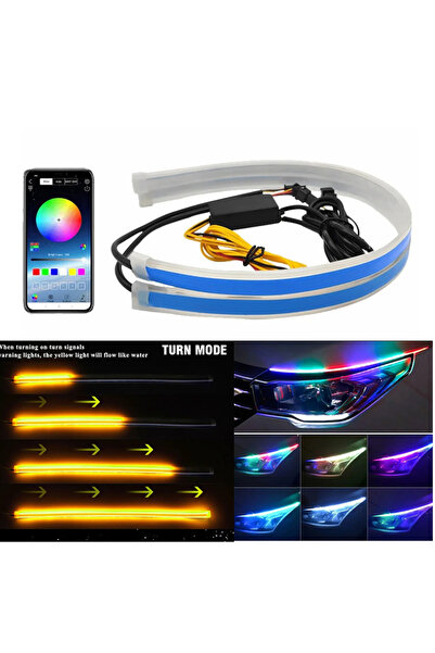 choice2 30cm 2pcs 12V RGB Car Led Strip Lights Flowing Turn Signal Lamp App C...