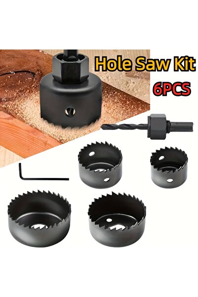 Choice طقم مناشير ثقب مكون من 6 قطع، مصنوع من الفولاذ الكربوني المتين، لثقب ا...