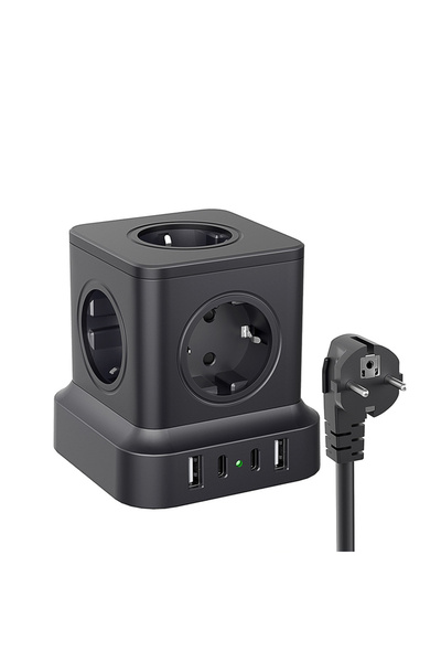 Choice موزع طاقة مكتبي أوروبي أسود اللون، يعمل بجهد 110-250 فولت، مزود بمحطة ...