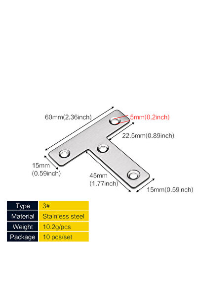 Choice 60T (10 قطع) 10 قطع دعامات زاوية على شكل حرف T، موصل دعامة على شكل حرف...