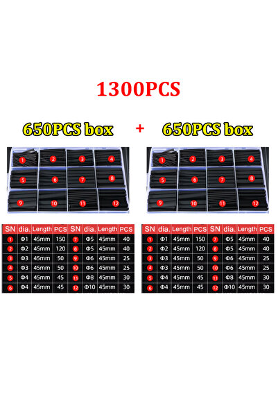 Choice1 1300 قطعة - علبة 1300/127 قطعة، مجموعة متنوعة من أنابيب الانكماش الحر...