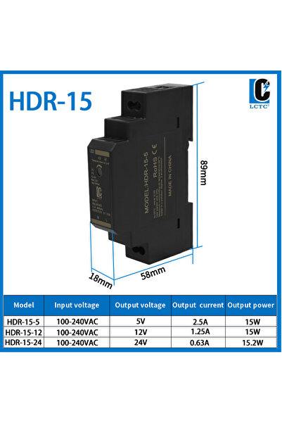 Choice6 مزود طاقة تبديل HDR-15 LCTC HDR بجهد 12 فولت، بقدرة 15 واط، 30 واط، 6...