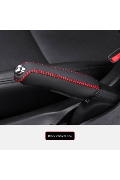 Choice black red line Universal Car Handbrake Cover, Leather Hand-Sewn Brake ...