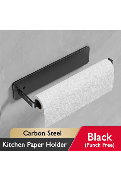 Choice Black Self Adhesive Kitchen Paper Holder No Drill Napkin Tissue Towel ...