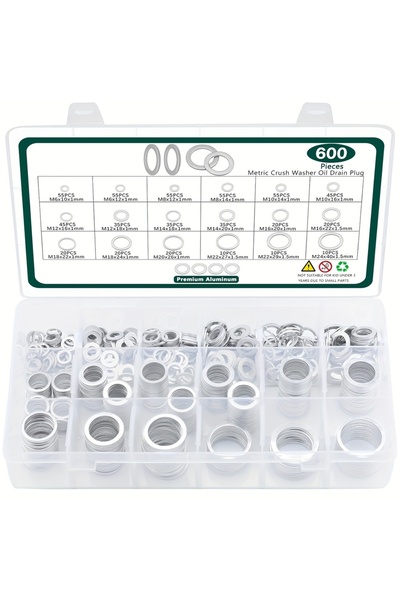 Choice طقم حشيات سدادة التصريف مكون من 600 قطعة، 18 مقاسًا، طقم حلقات مانعة ل...