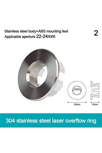 Choice 2 Stainless Steel Basin Sink Hole Overflow Cover Ring Insert Replaceme...