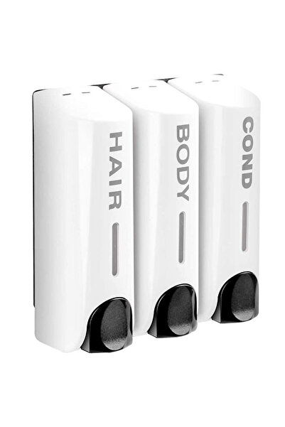 Alloet موزع شامبو استحمام ثلاثي أبيض سعة 350 مل، متعدد الأغراض، يُثبت على الح...