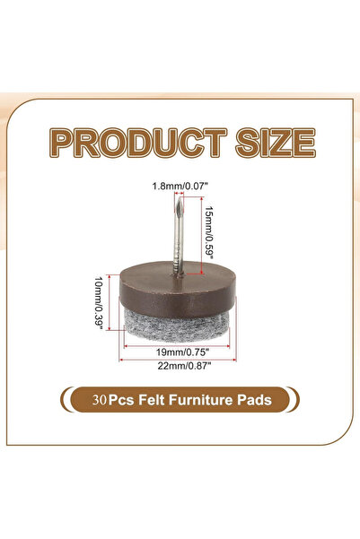 Choice 30pcs 22mm Nail-on Felt Pads, 30 Pcs Round Felt Furniture Sliders Pads...