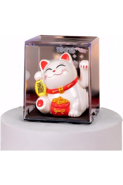 Choice WHITE Solar Charging Auspicious Maneki Neko Waving Its Arms. Tradition...