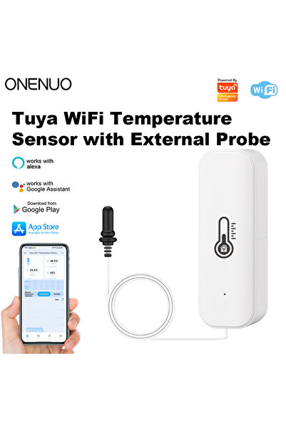 Choice مستشعر رطوبة ودرجة حرارة واي فاي من نوع ONENUO Tuya 2 مع مسبار خارجي و...