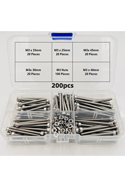 Choice 200 قطعة من براغي M3 × 25 مم/30 مم/35 مم/40 مم/45 مم/50 مم، مصنوعة من ...