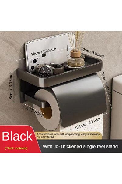 Choice حامل لفافة ورق تواليت أسود ذاتي اللصق - حامل ورق تواليت يُثبت على الحا...