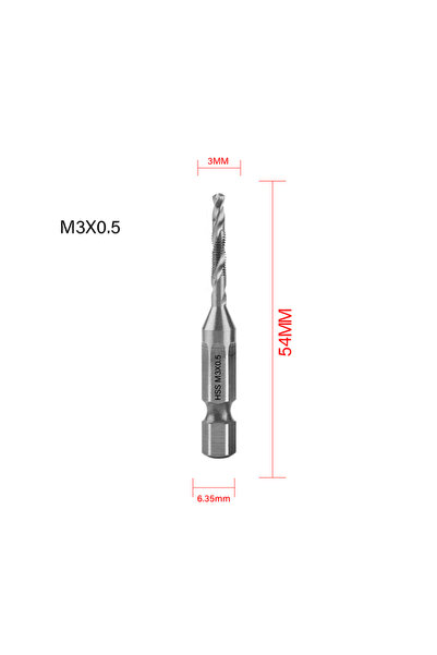 Choice6 M3 1pc Hex Shank Titanium Coated HSS Screw Thread Metric Tap Drill Bi...