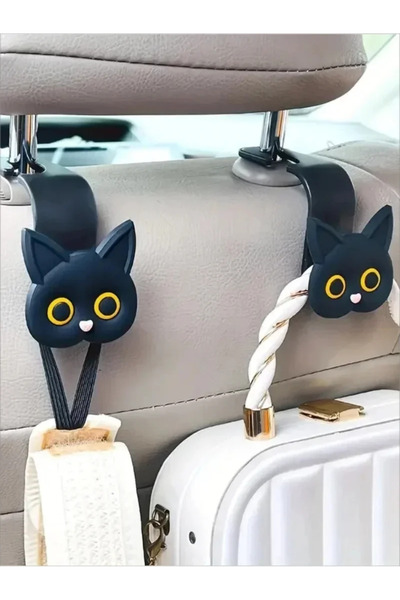 Choice Black 2pcs G4746A Cute Cartoon Cat Car Seat Headrest Hook - Universal ...