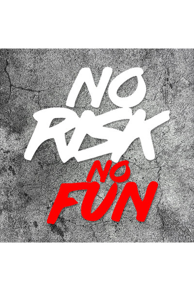 choice2 5x4.6cm JPT34-White Red 1PC NO RISK NO FUN Motorcycle Stickers Waterp...