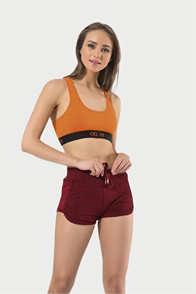 OBJE Women's Gray Burgundy Mini Shorts