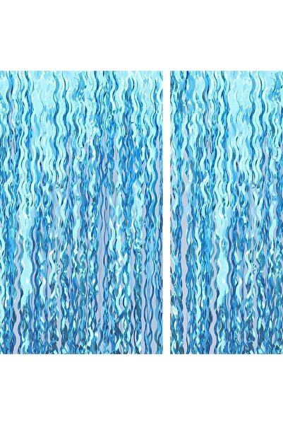 Choice ستارة بالونات زينة على شكل مطر، لون أزرق متموج، مقاس 2 متر × 1 متر، إك...