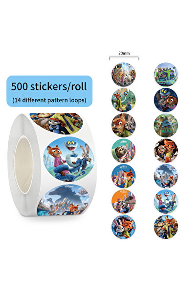 Choice ٥٠٠ قطعة/لفة ملصقات ديزني أنيمي زوتوبيا ٢ مضحكة لتزيين ألواح التزلج وا...