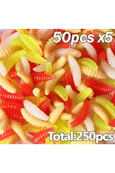 Choice طعم صيد سيليكوني ناعم على شكل دودة، 2 سم، 50 قطعة × 5 قطع / 50 قطعة، ب...