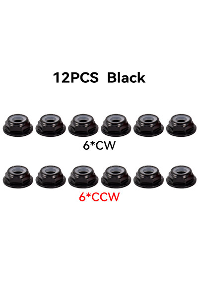 Choice3 12 قطعة من صواميل براغي محرك M5 سوداء (6 باتجاه عقارب الساعة و6 عكس ا...