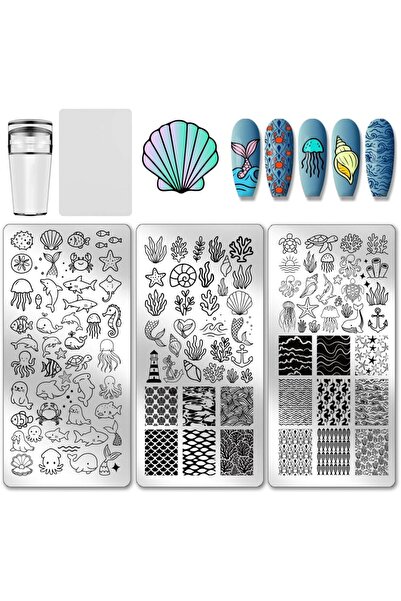 Choice AECH011-02612 طقم 3 قطع من قوالب ختم الأظافر الصيفية المستوحاة من المح...