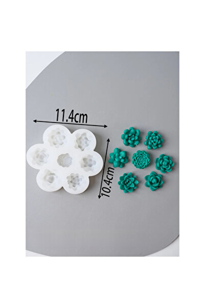 Choice قالب شمعة من 7 قطع على شكل زهور عصارية، قالب صابون ثلاثي الأبعاد على ش...