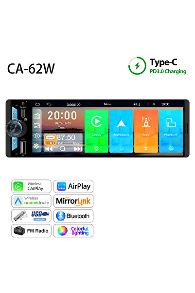 Choice شاشة CA-62W TFT مقاس 6.5 بوصة، راديو سيارة لاسلكي أحادي DIN يدعم نظامي...