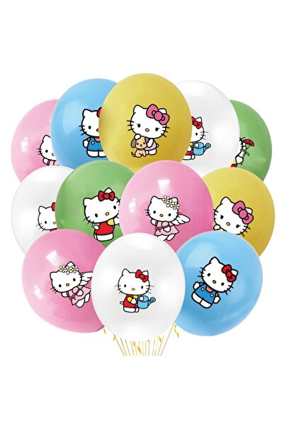 Miniso بالونات لاتكس كما هو موضح - 12 قطعة بالونات زينة هيلو كيتي لحفلات البن...