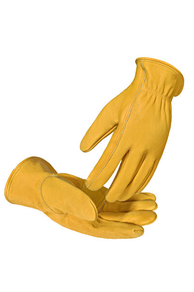 Choice XL 1PAIR Flex Grip Leather Work Gloves Stretchable Wrist Tough Cowhide...