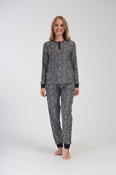 OBJE Women's Black Cuffed Pockets Pajama Bottoms