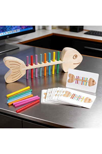 Choice Wooden Fishbone Wooden Fishbone Color Matching Toy Motor Skills Game 3...