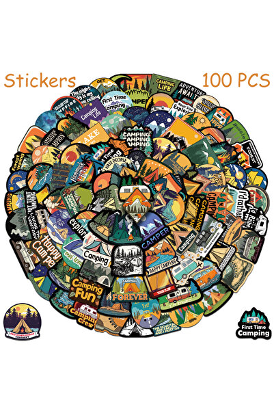 choice2 ١٠٠ قطعة أو ٥٠/١٠٠ قطعة من ملصقات التخييم الكرتونية للهواتف وأجهزة ال...