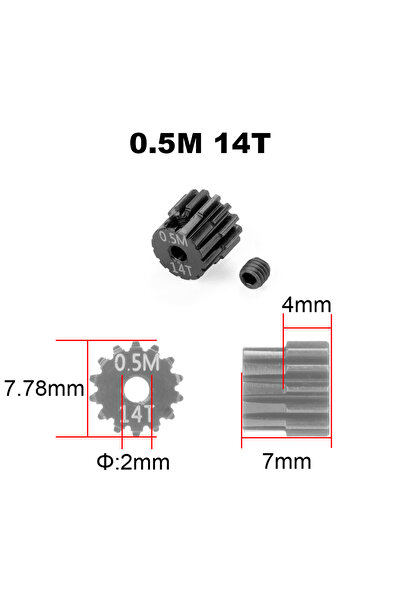 Choice ترس محرك PYFORE RC 0.5M 14T بفتحة 2 مم، مناسب لمحركات 1525 و1625 الصغي...
