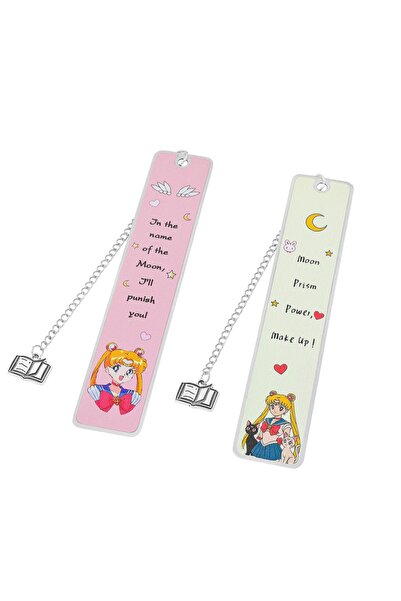 Choice مجموعة من قطعتين من فواصل الكتب المعدنية بتصميم أميرة القمر المحاربة -...