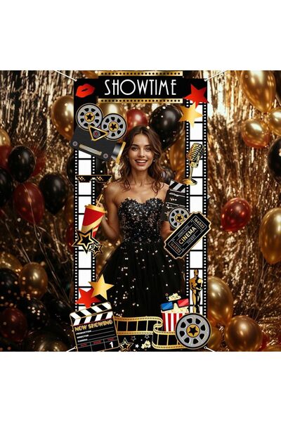 Choice زينة حفلة ليلة سينمائية باللون الأسود، دعائم كشك تصوير بطابع الأفلام، ...